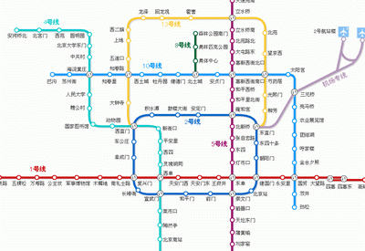 北京地铁运营线路图2009年版(含地铁4号线)