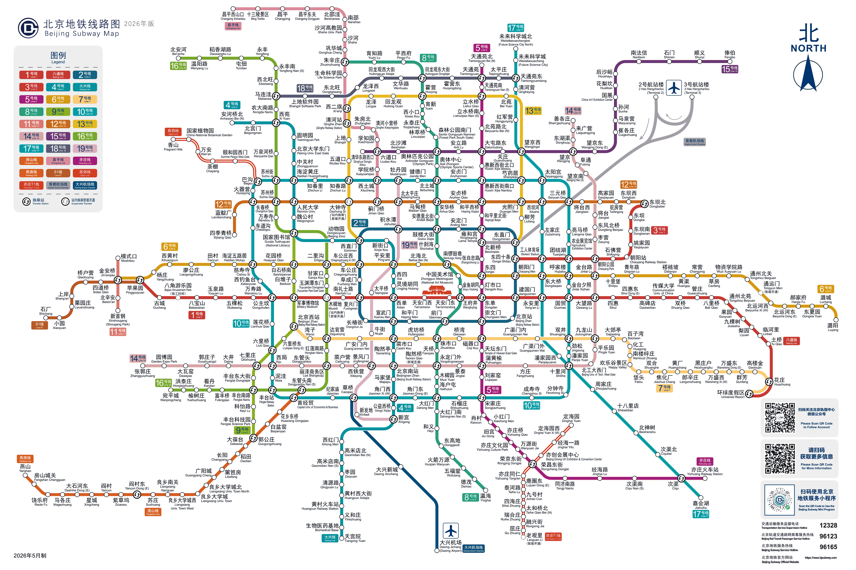 北京地铁运营线路图2026年最新版(图)